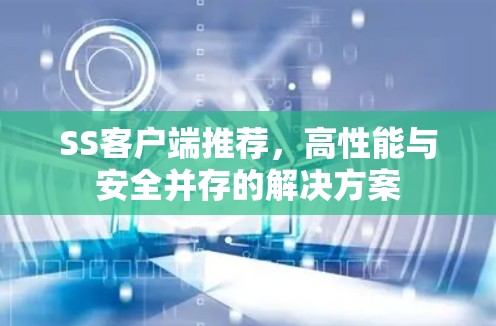 SS客户端推荐,高性能与安全并存的解决方案