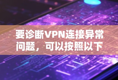 要诊断VPN连接异常问题,可以按照以下步骤进行 要诊断VPN连接异常问题,可以按照以下步骤进行