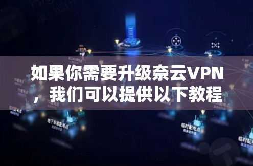 如果你需要升级奈云VPN,我们可以提供以下教程。此教程假设你已经有奈云服务器环境并已经配置好了VPN服务。如果你还没有安装或配置好奈云服务器,先请完成奈云服务器的安装和配置 如果你需要升级奈云VPN,我们可以提供以下教程。此教程假设你已经有奈云服务器环境并已经配置好了VPN服务。如果你还没有安装或配置好奈云服务器,先请完成奈云服务器的安装和配置